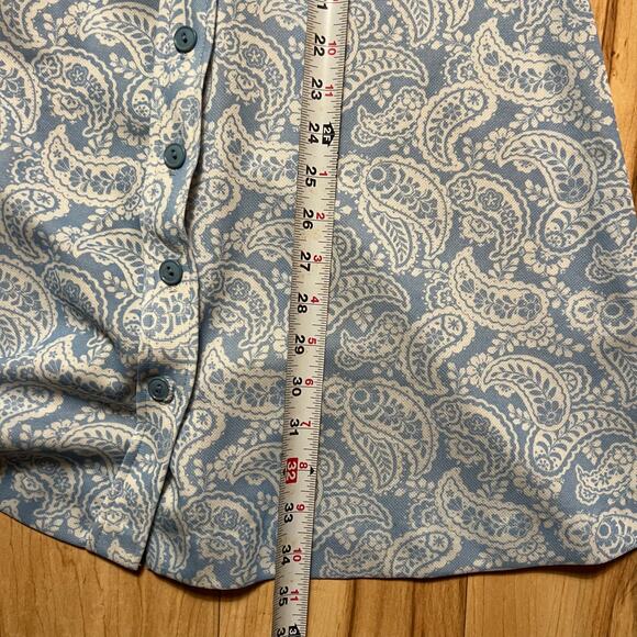 VINTAGE 70s Handmade Dagger Collar Paisley Shirt Dress Size 2 Mod Hippie Blue - Picture 6 of 6